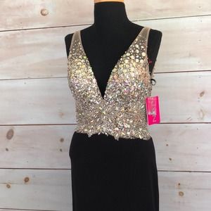 Stunning beaded Jovani evening dress wedding prom night luxe NWT